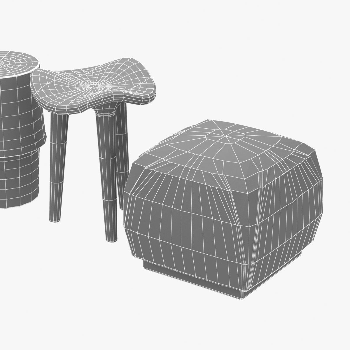 poufs and stool 3D model_9