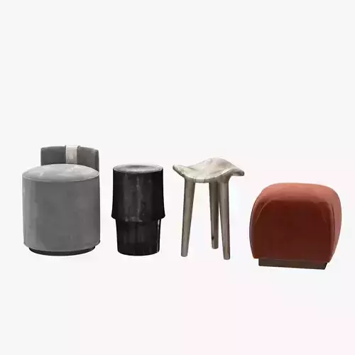 poufs and stool 3D model