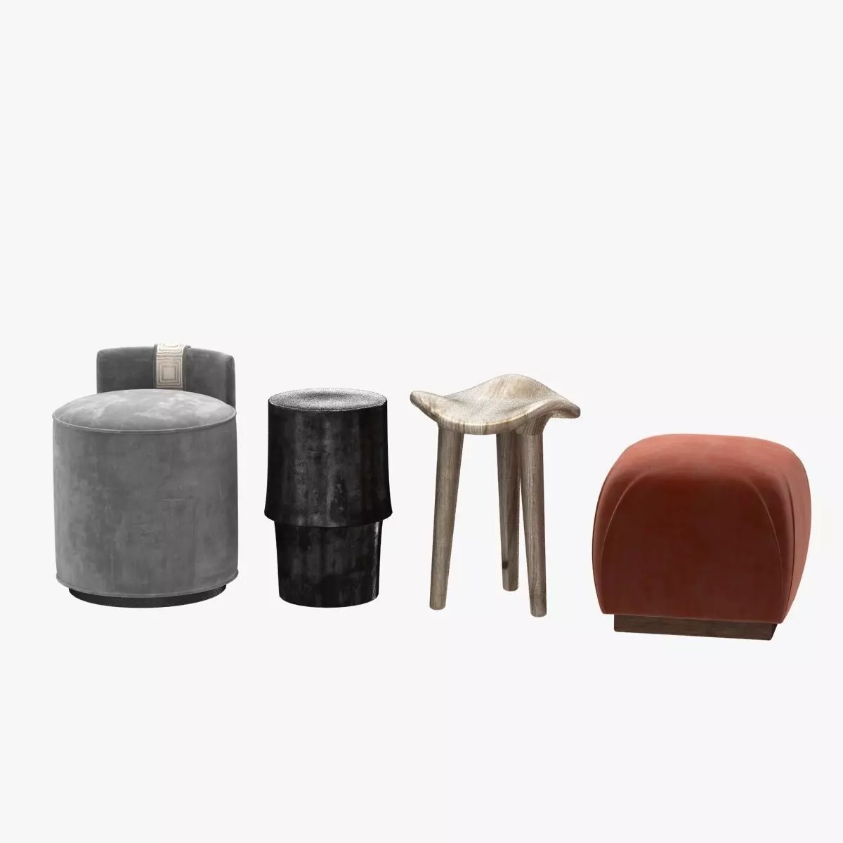 poufs and stool 3D model_0