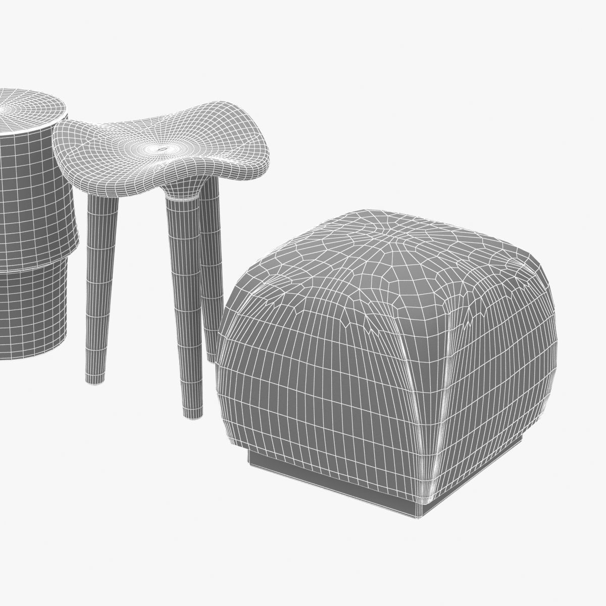 poufs and stool 3D model_8
