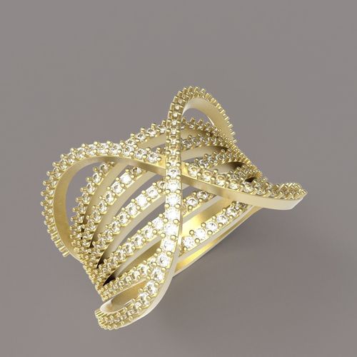 Ring with diamonds 3D print model 3D print model