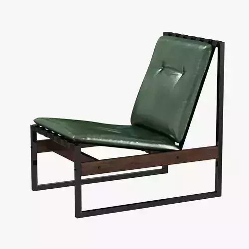 jacaranda iron green leather lounge chair