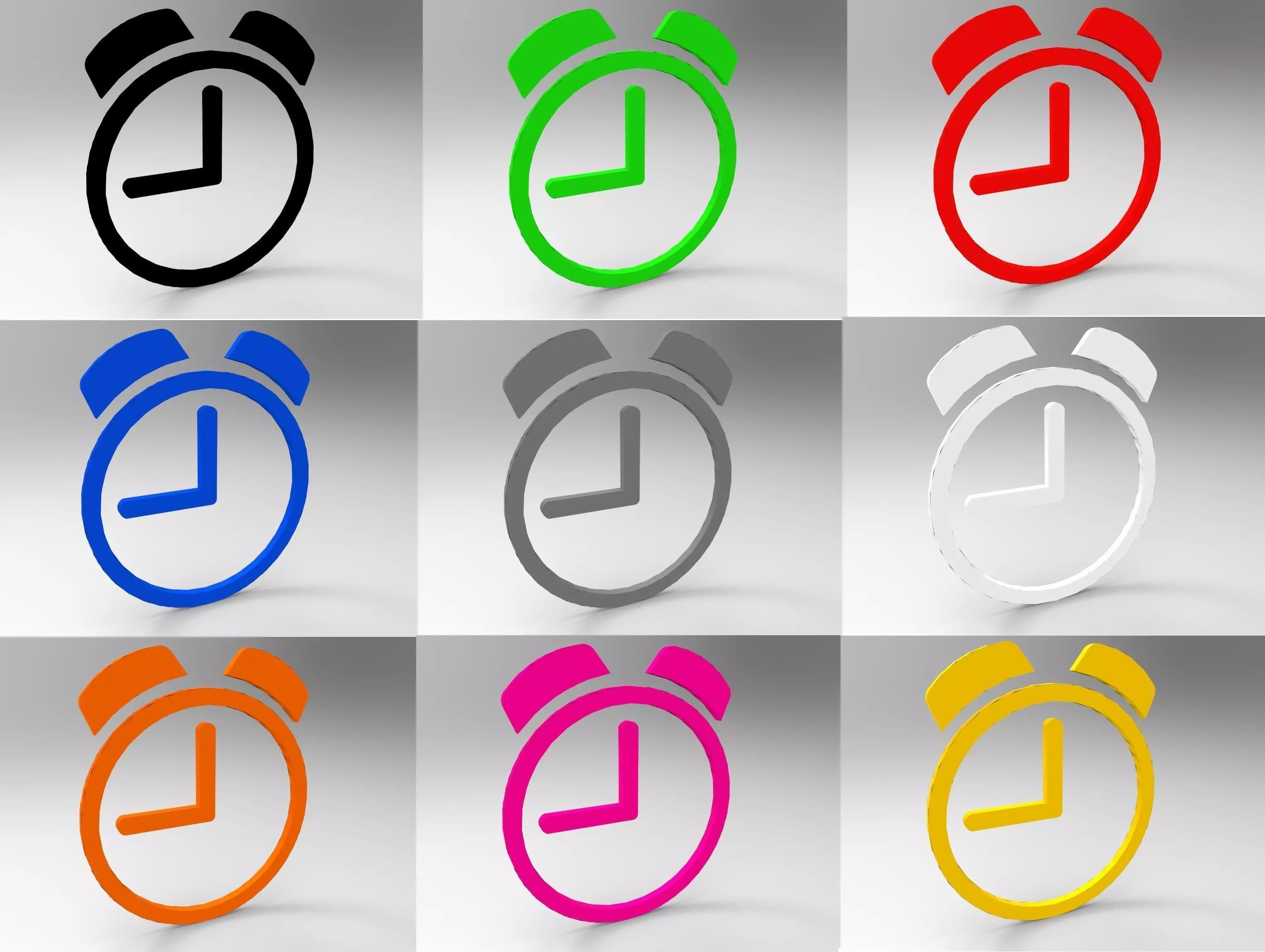 Clock symbols with multiple color free Free low-poly 3D model_0
