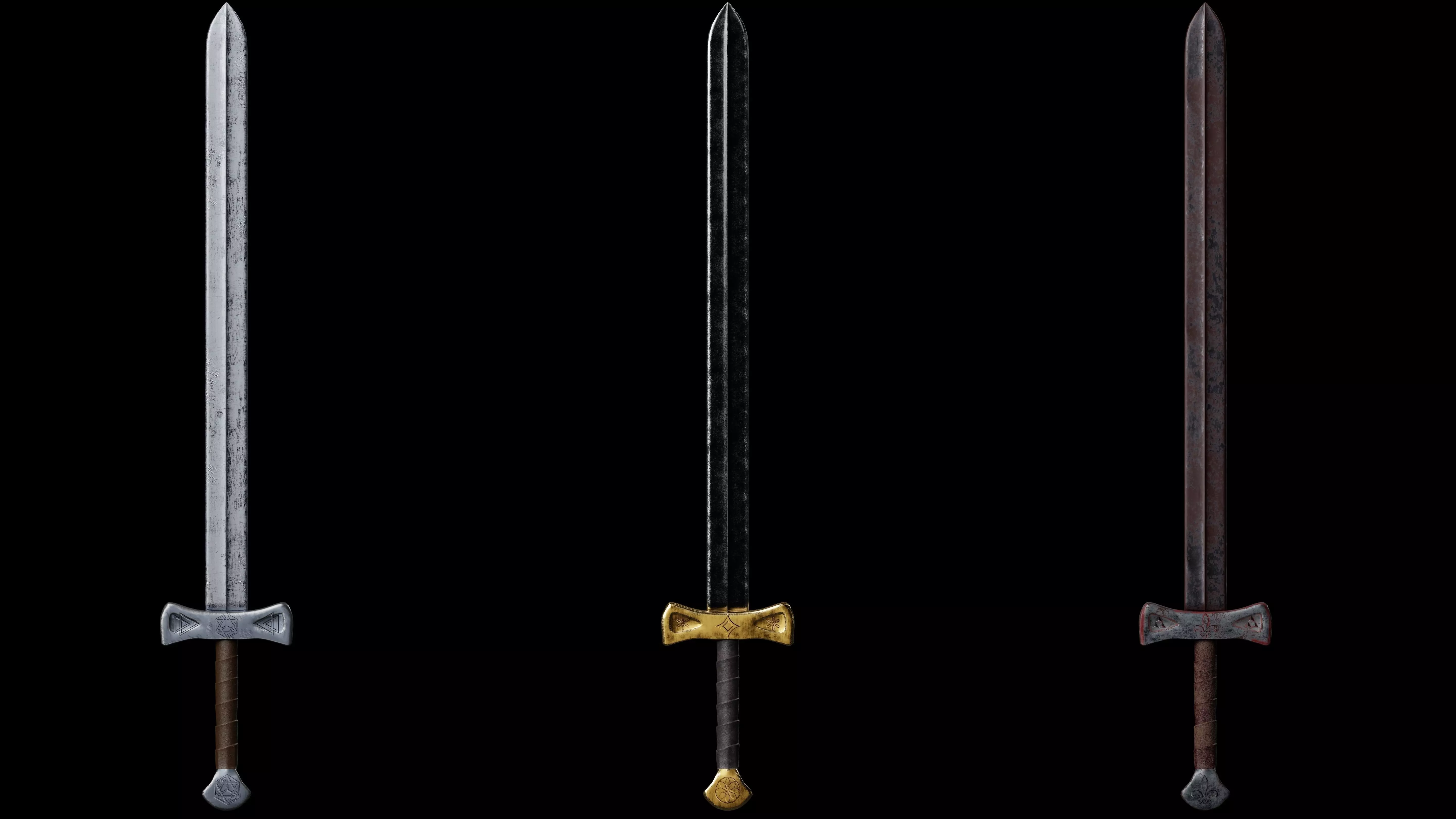 3rd person one handed sword Low-poly 3D model_0