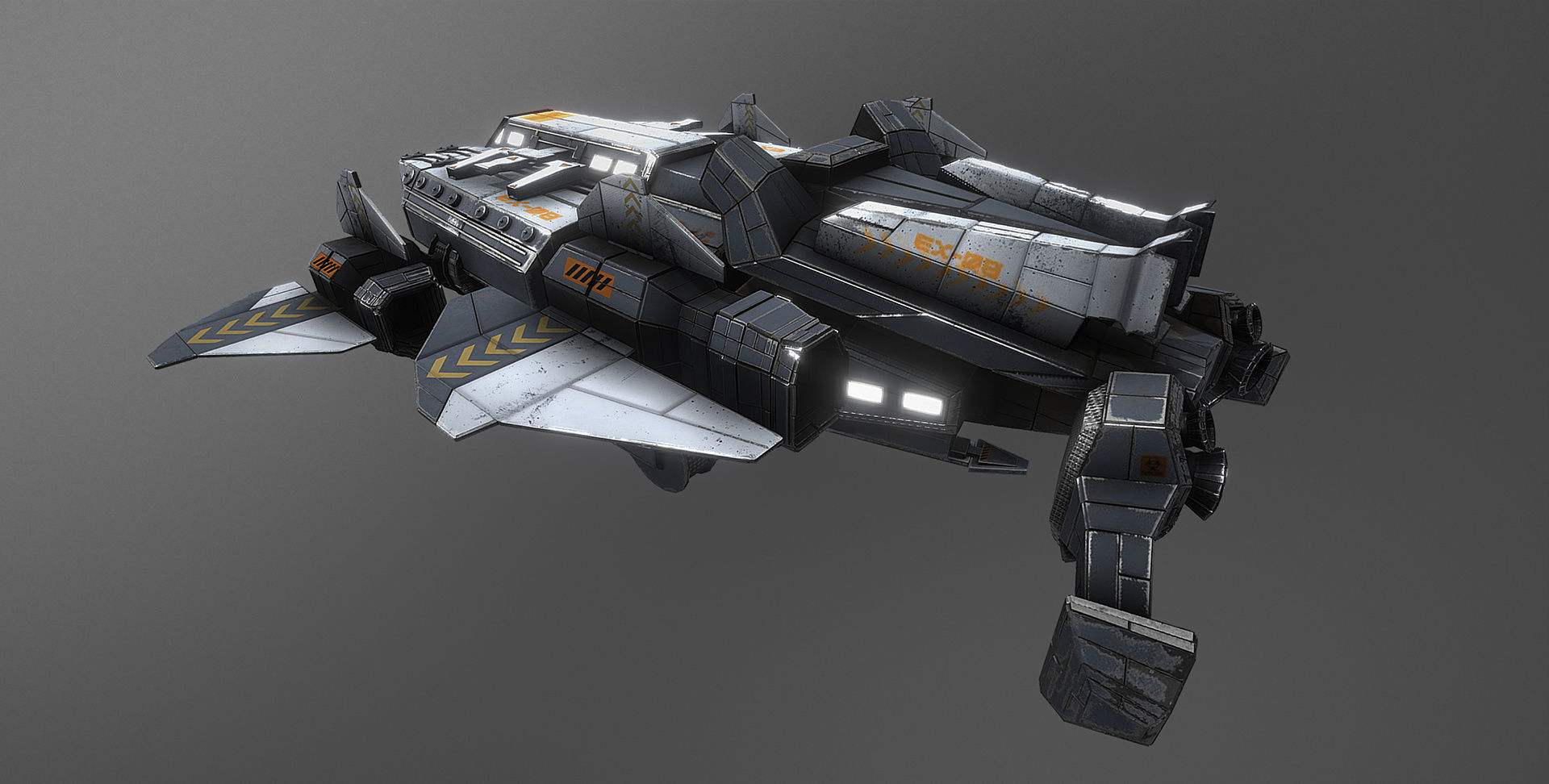 XE-08 Recon and Transport Spacecraft Low-poly 3D model_2
