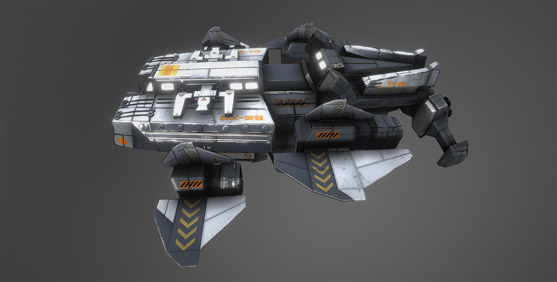 XE-08 Recon and Transport Spacecraft Low-poly 3D model_1