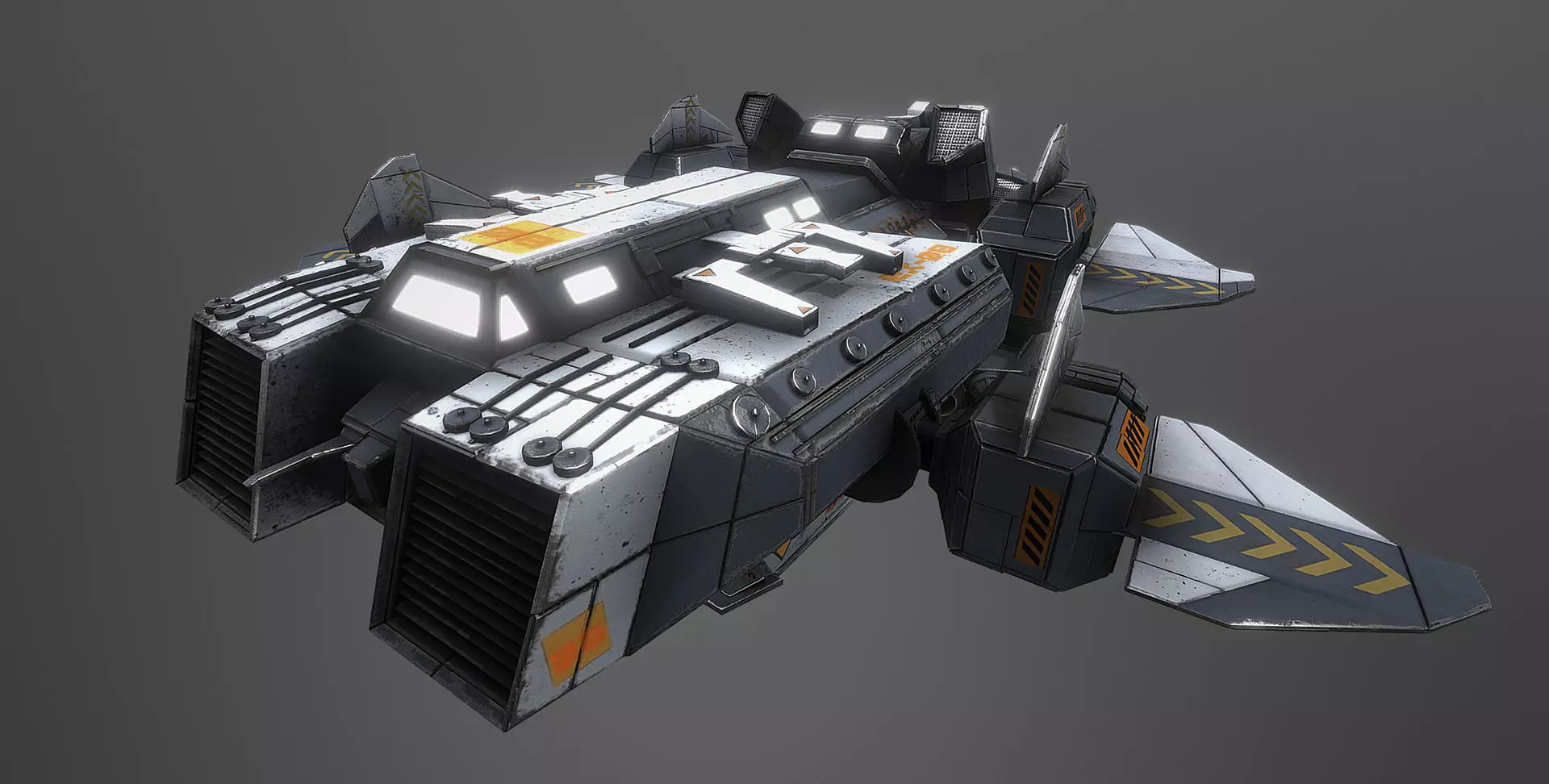 XE-08 Recon and Transport Spacecraft Low-poly 3D model_0