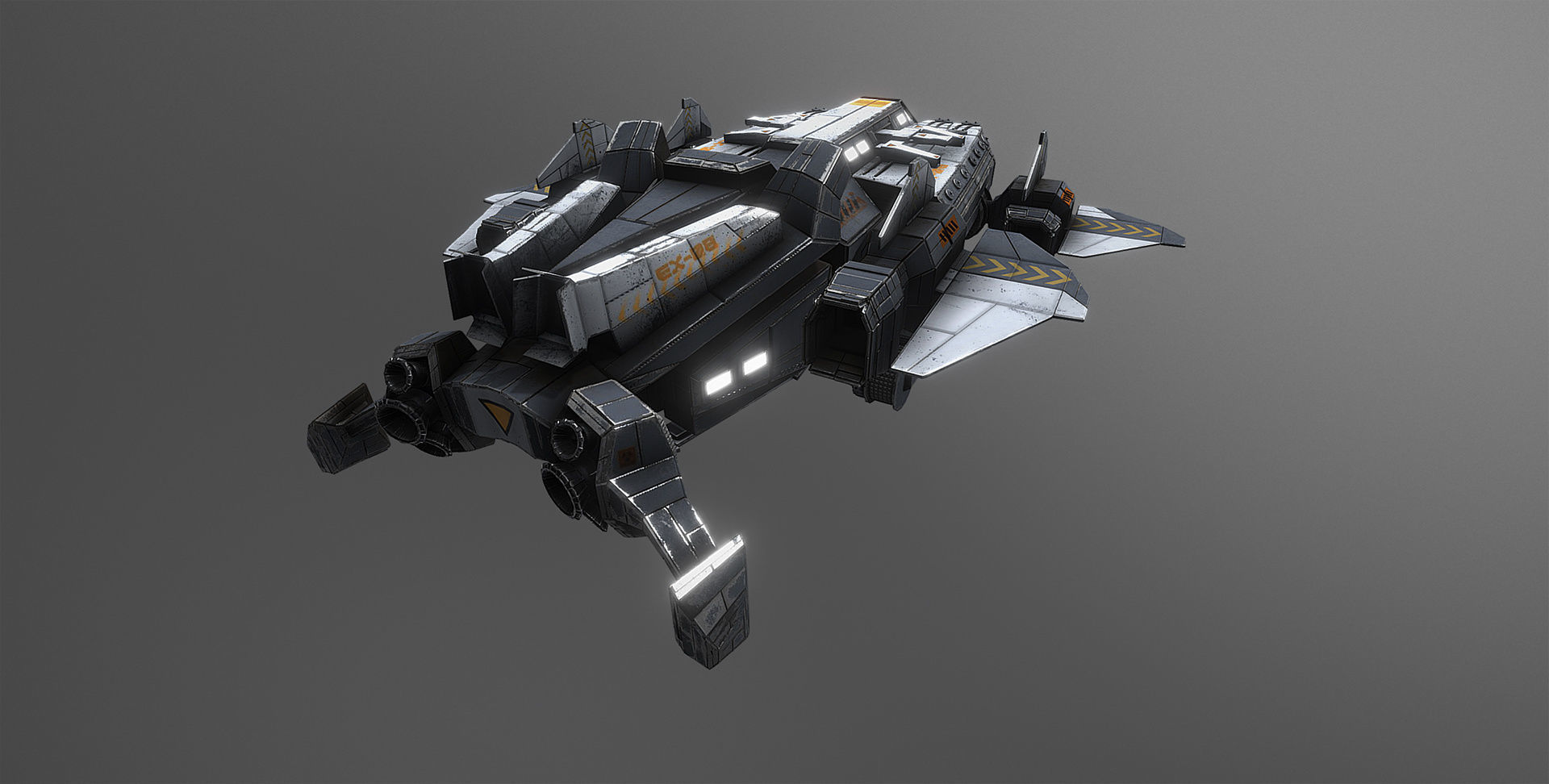 XE-08 Recon and Transport Spacecraft Low-poly 3D model_4