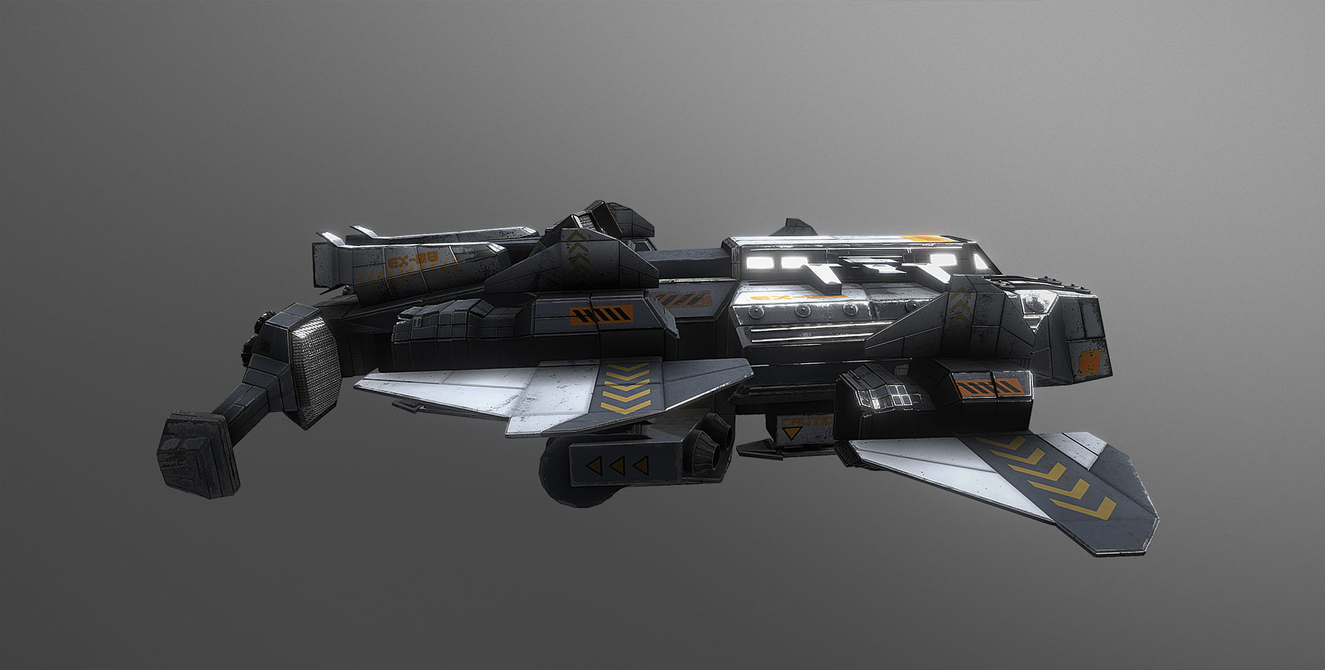 XE-08 Recon and Transport Spacecraft Low-poly 3D model_5