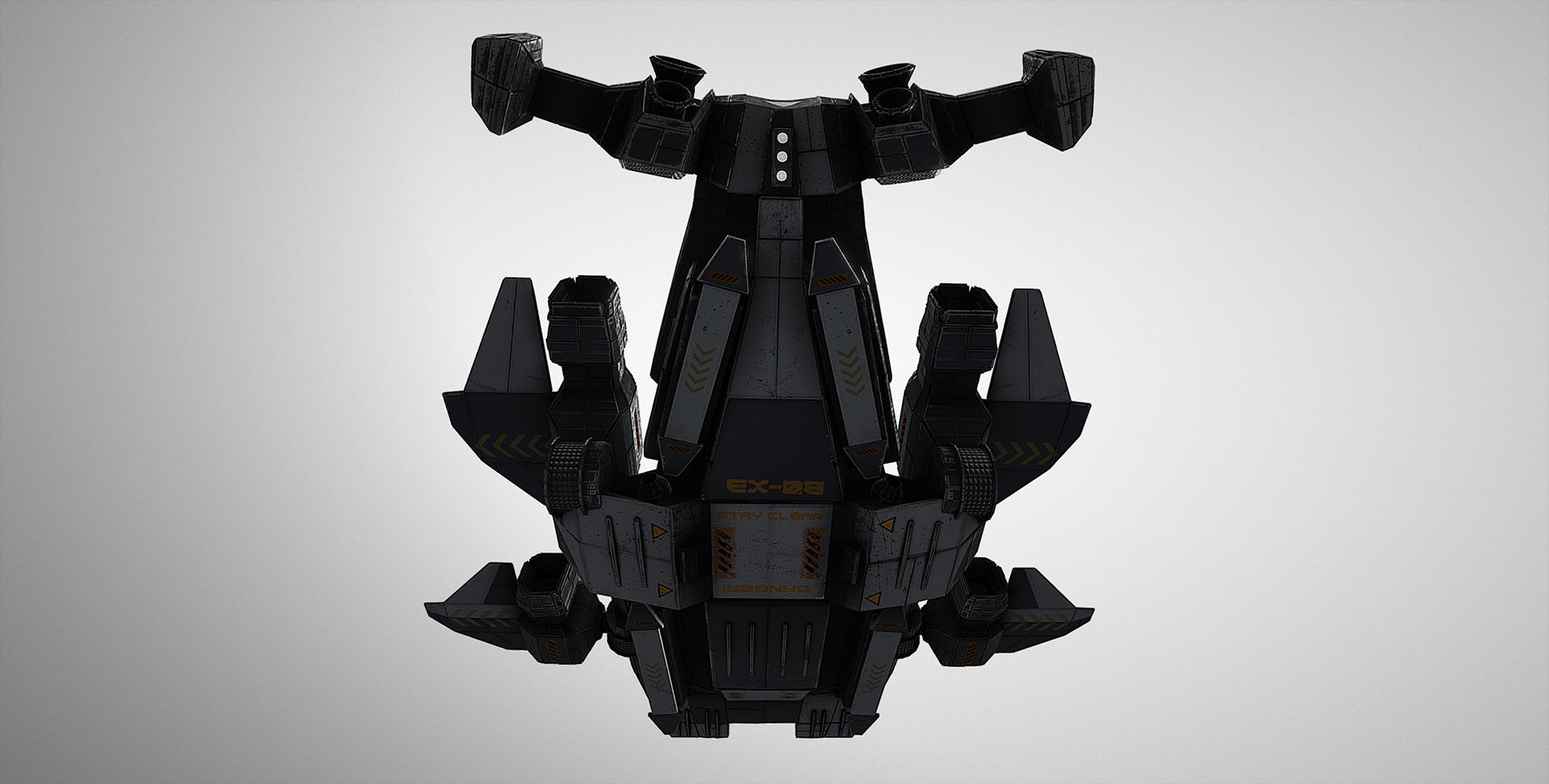 XE-08 Recon and Transport Spacecraft Low-poly 3D model_8