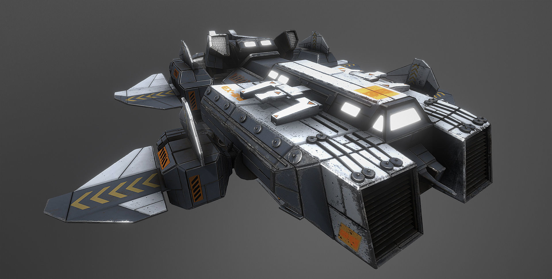 XE-08 Recon and Transport Spacecraft Low-poly 3D model_7