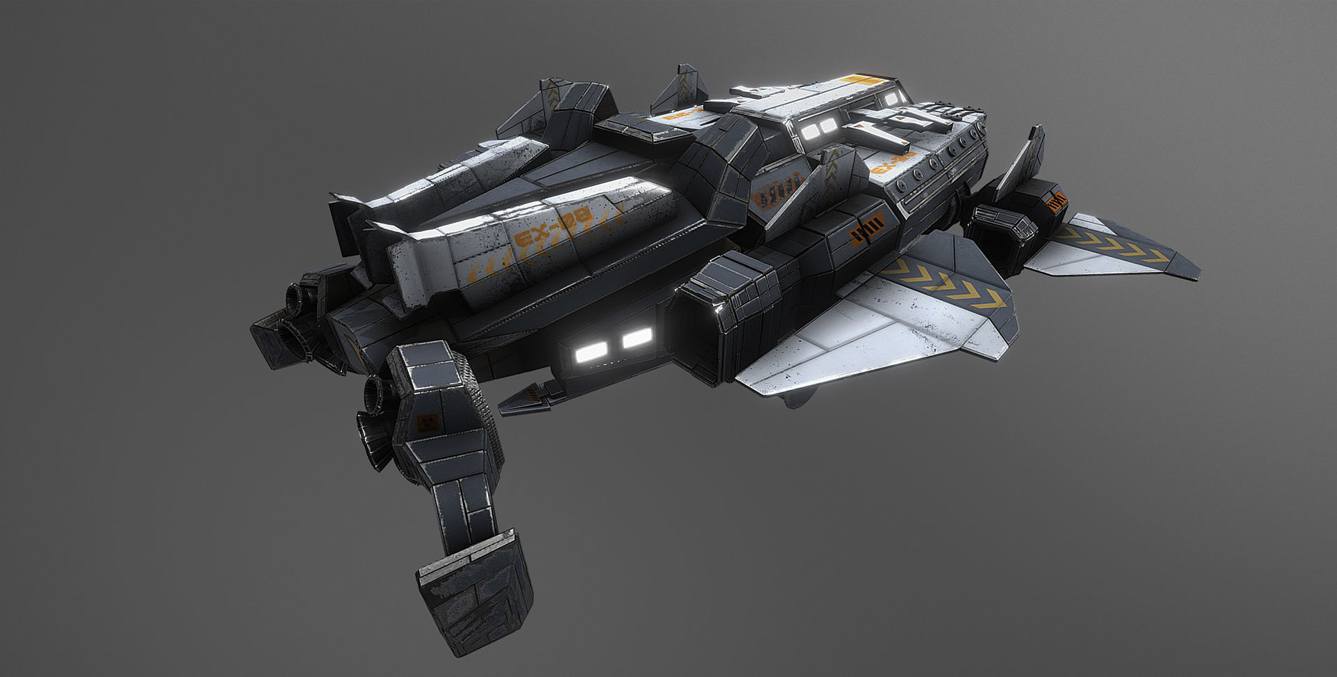 XE-08 Recon and Transport Spacecraft Low-poly 3D model_6