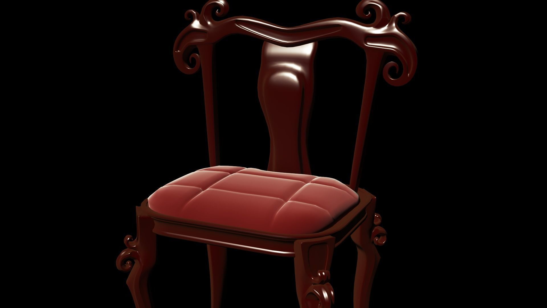 Velvet Chair  Low-poly 3D model_1