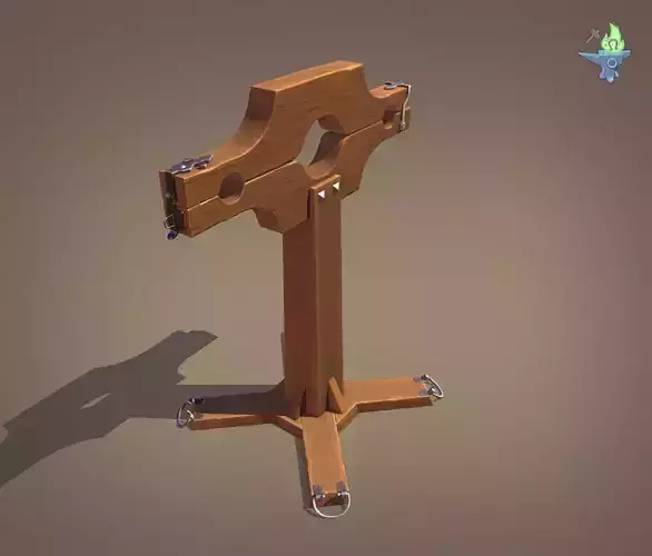 Pilori wooden cross Low-poly 3D model