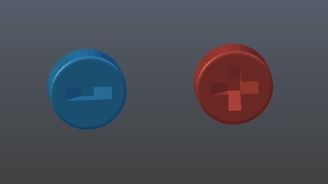 Low poly plus and minus Low-poly 3D model