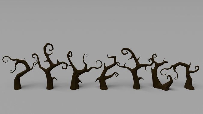 Low Poly Spooky Tree Pack Low-poly 3D model