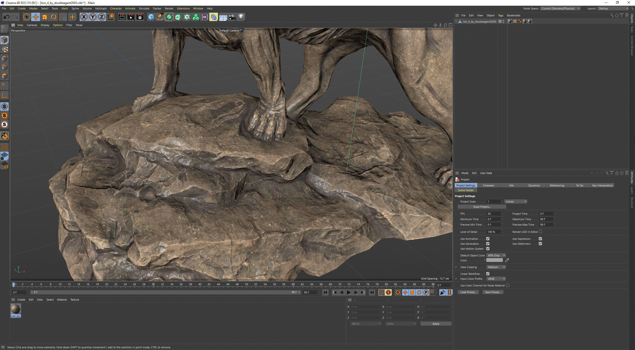 Lion standing on a stone PBR Lowpoly Low-poly 3D model_18