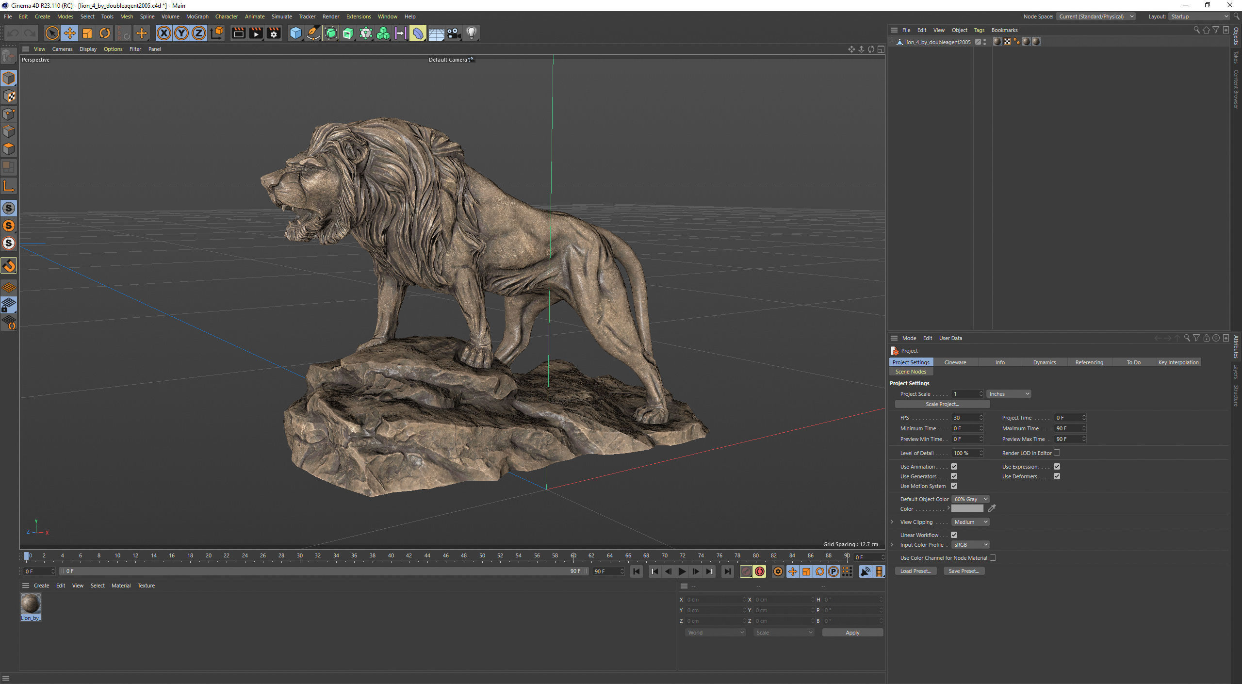 Lion standing on a stone PBR Lowpoly Low-poly 3D model_14