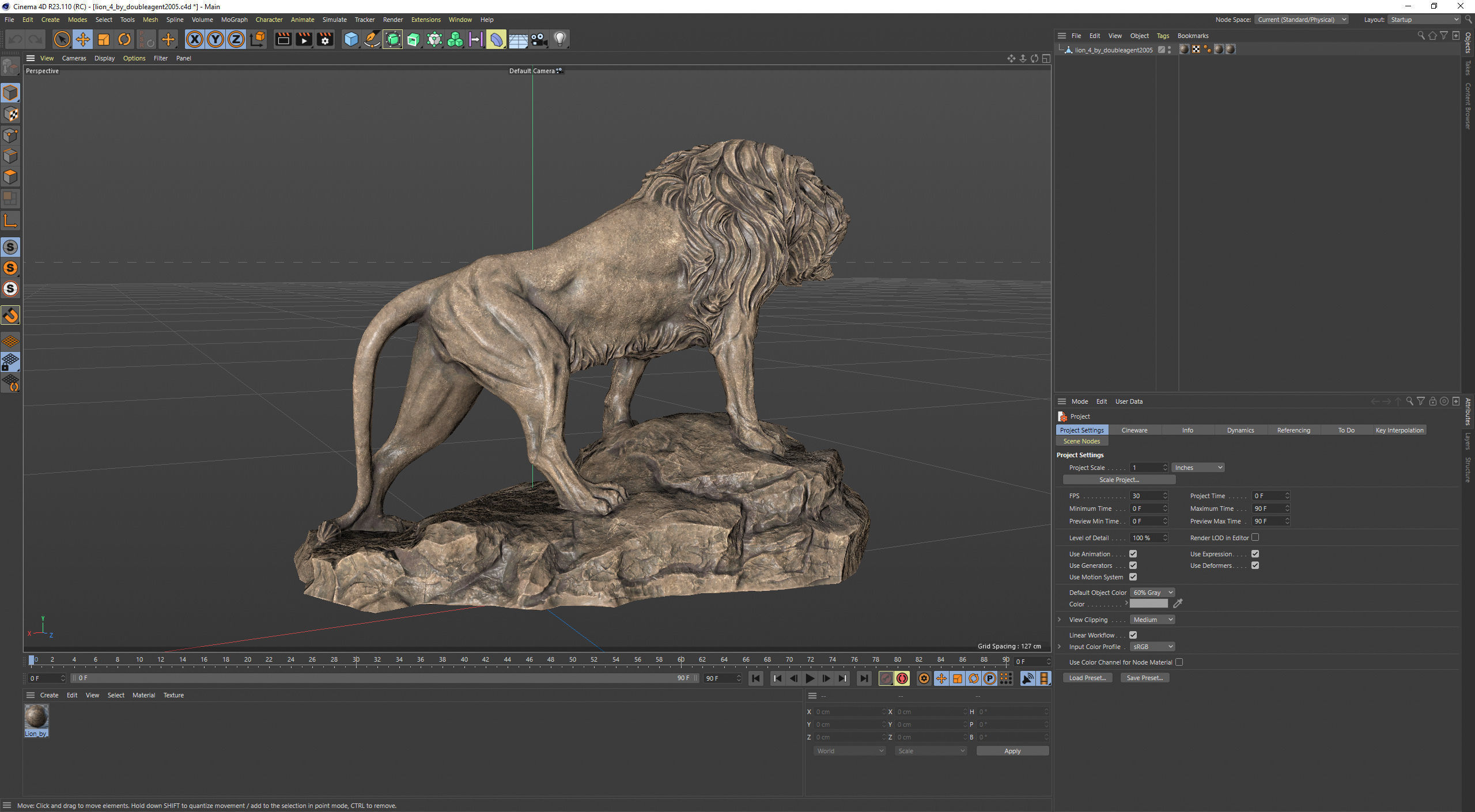 Lion standing on a stone PBR Lowpoly Low-poly 3D model_16