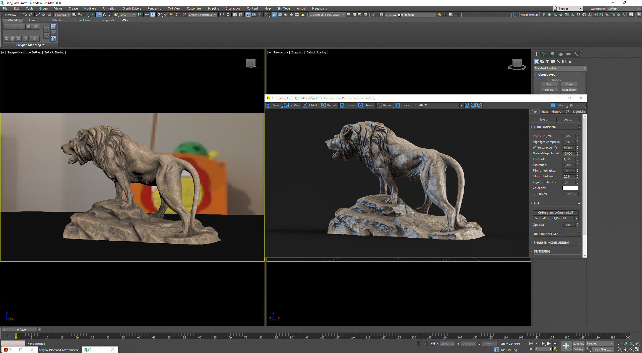 Lion standing on a stone PBR Lowpoly Low-poly 3D model_12