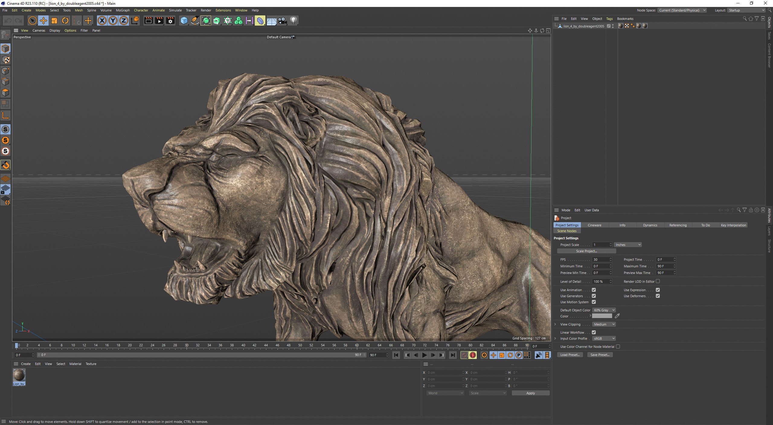 Lion standing on a stone PBR Lowpoly Low-poly 3D model_17