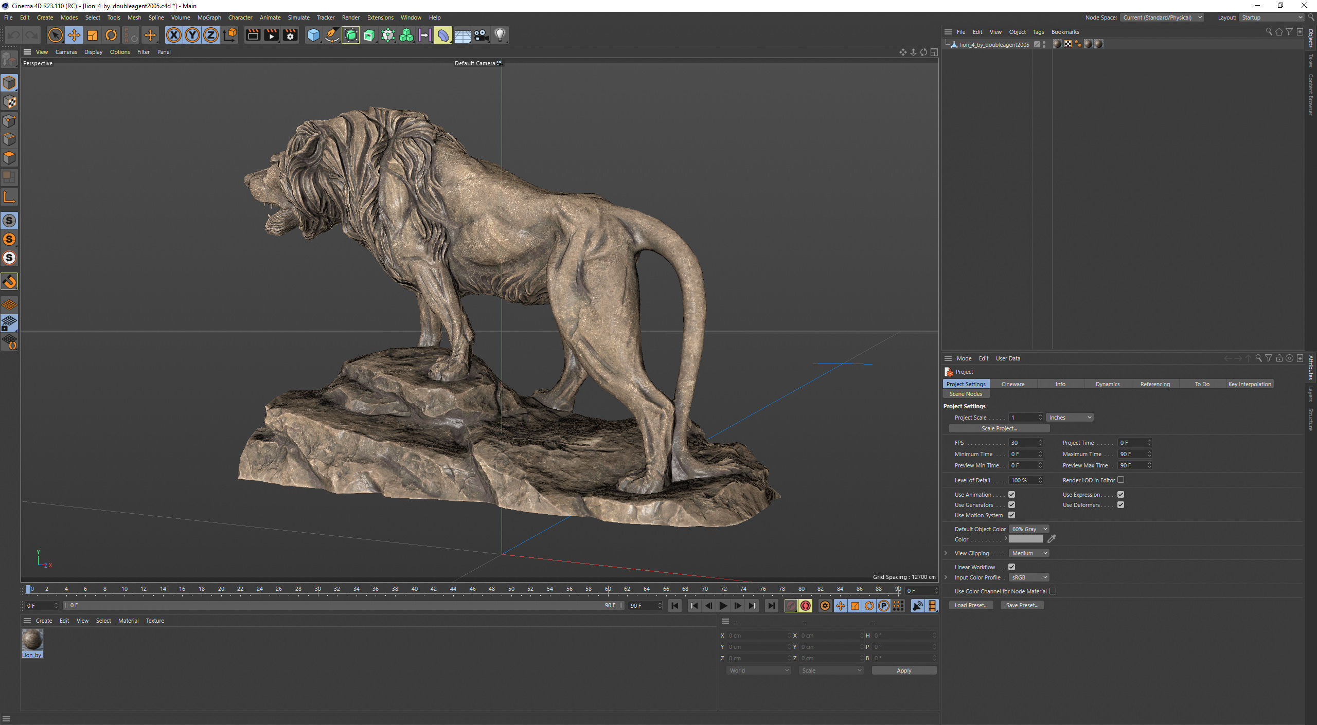 Lion standing on a stone PBR Lowpoly Low-poly 3D model_15
