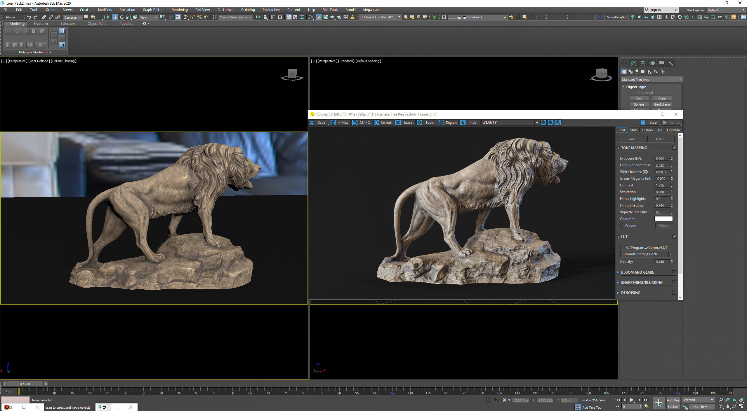 Lion standing on a stone PBR Lowpoly Low-poly 3D model_13