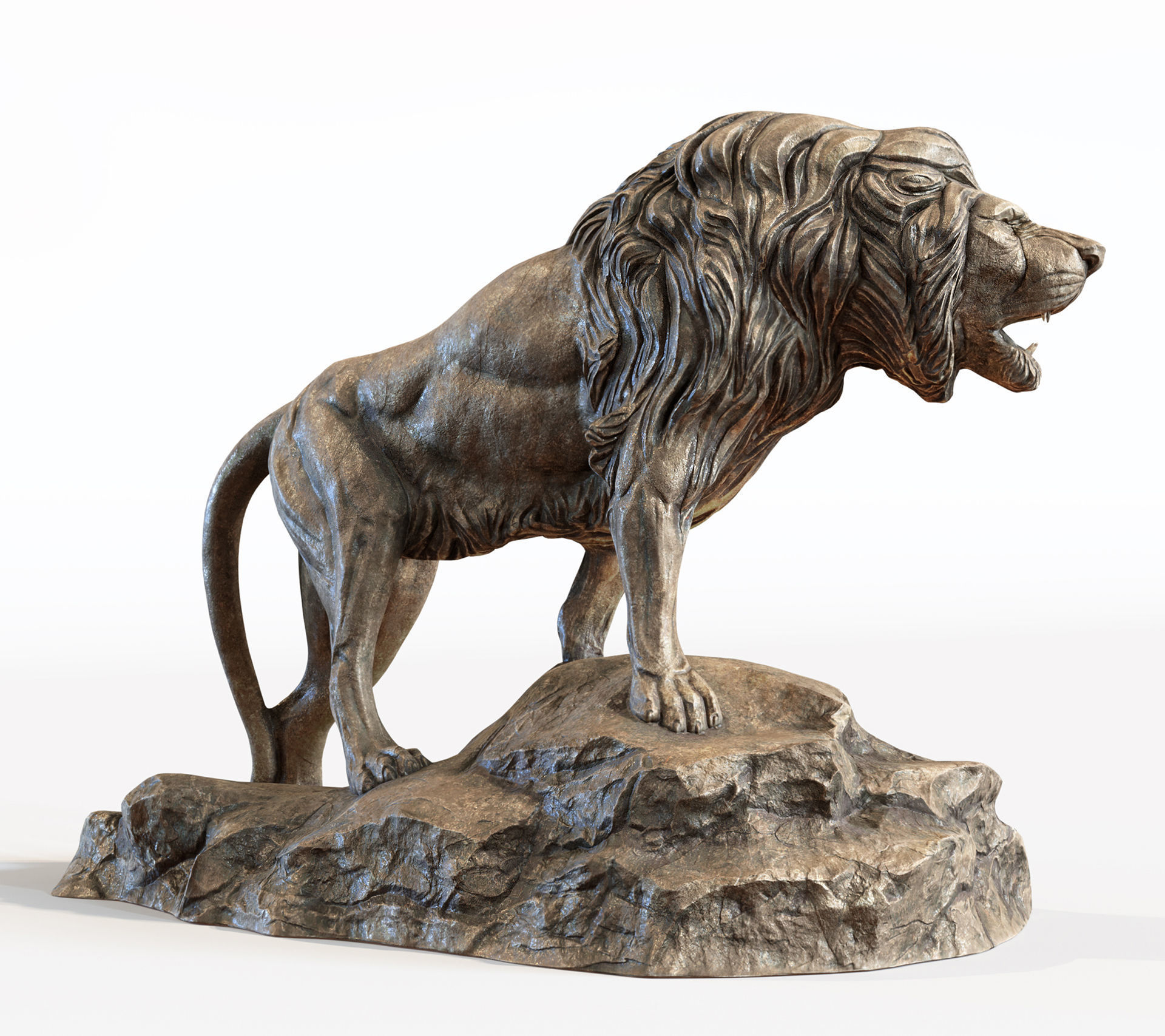 Lion standing on a stone PBR Lowpoly Low-poly 3D model_6
