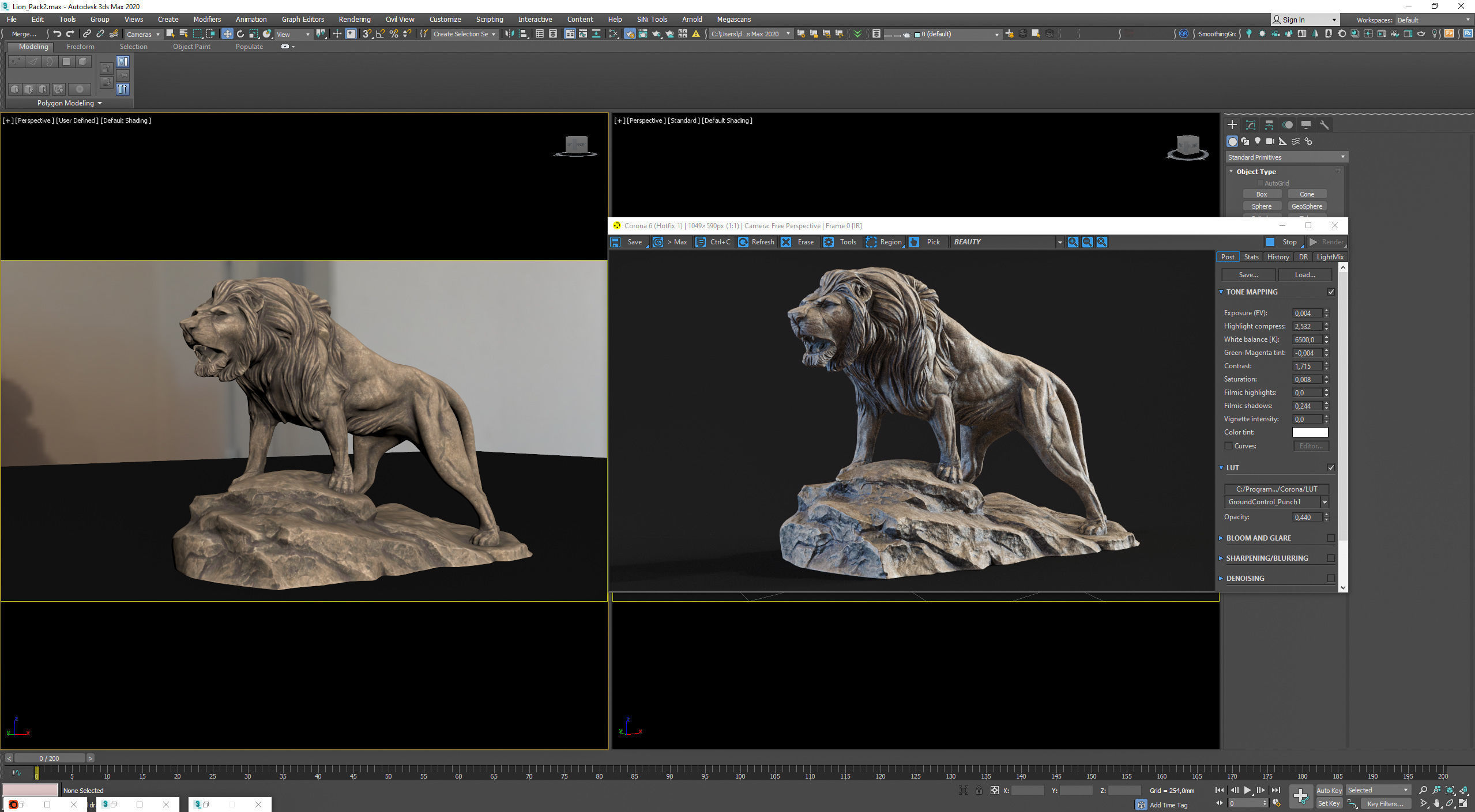 Lion standing on a stone PBR Lowpoly Low-poly 3D model_11