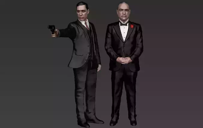 Godfather Pack Vito and Michael Corleone full color 3D printing 3D print model