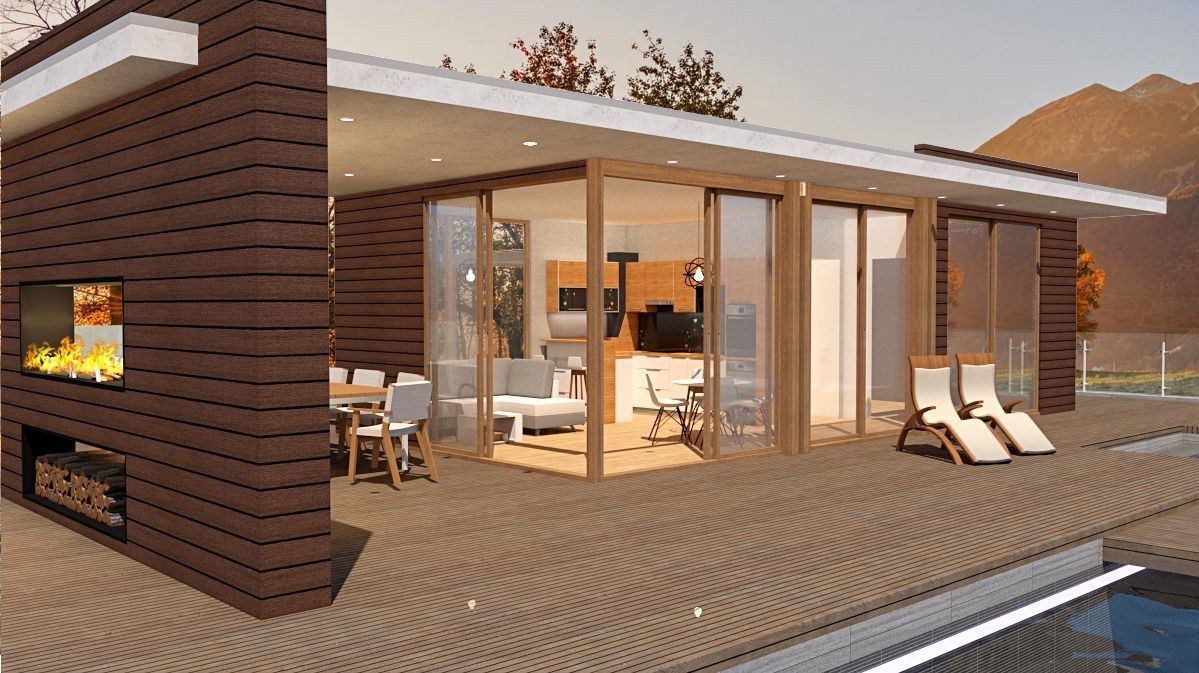 house with pool Low-poly 3D model_8