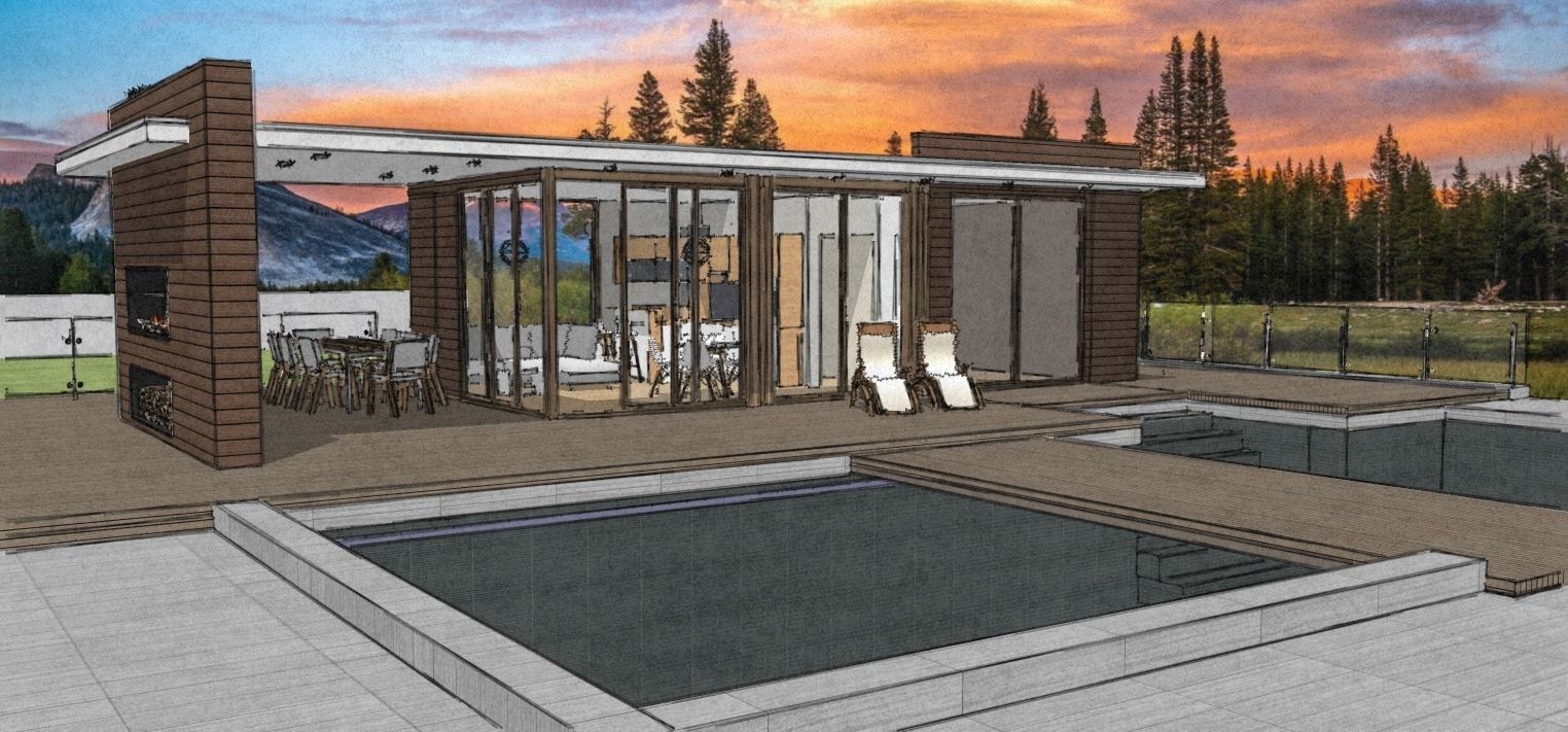 house with pool Low-poly 3D model_2