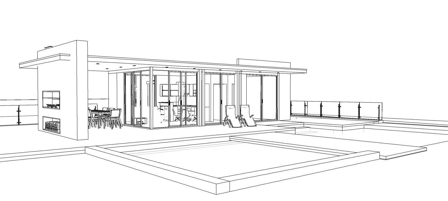 house with pool Low-poly 3D model_5