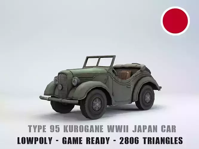 Low Poly Type 95 Kurogane car Low-poly 3D model