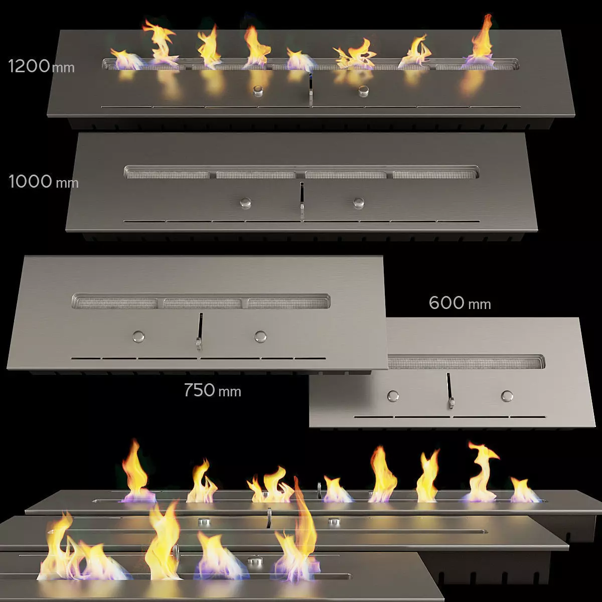 Bio Fireplaces Set 3D model_0