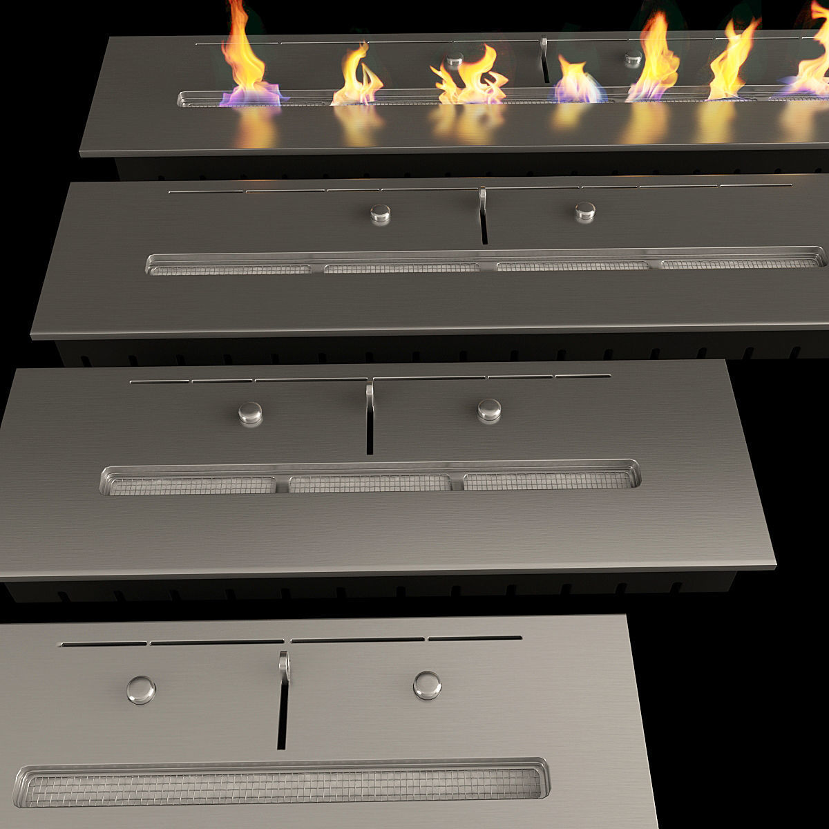 Bio Fireplaces Set 3D model_2