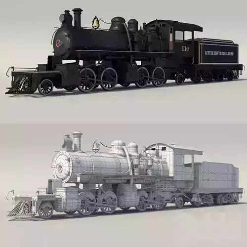 steam train Low-poly 3D model