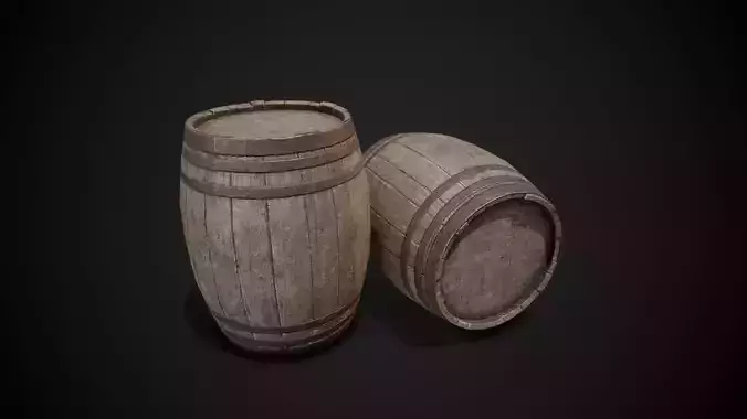 PBR Old Wooden Barrel