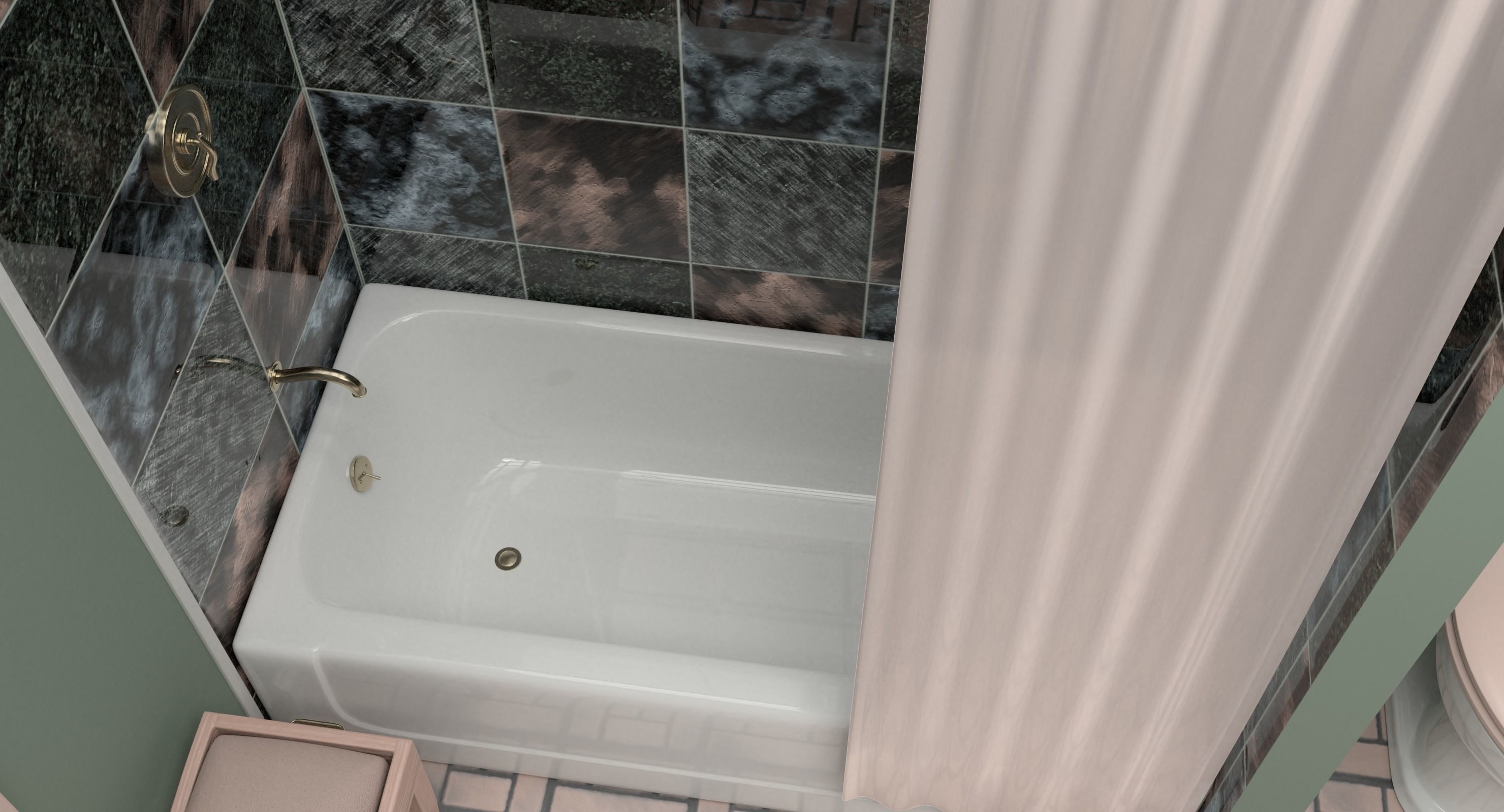 Bathroom with toilet and sink 3D model_7