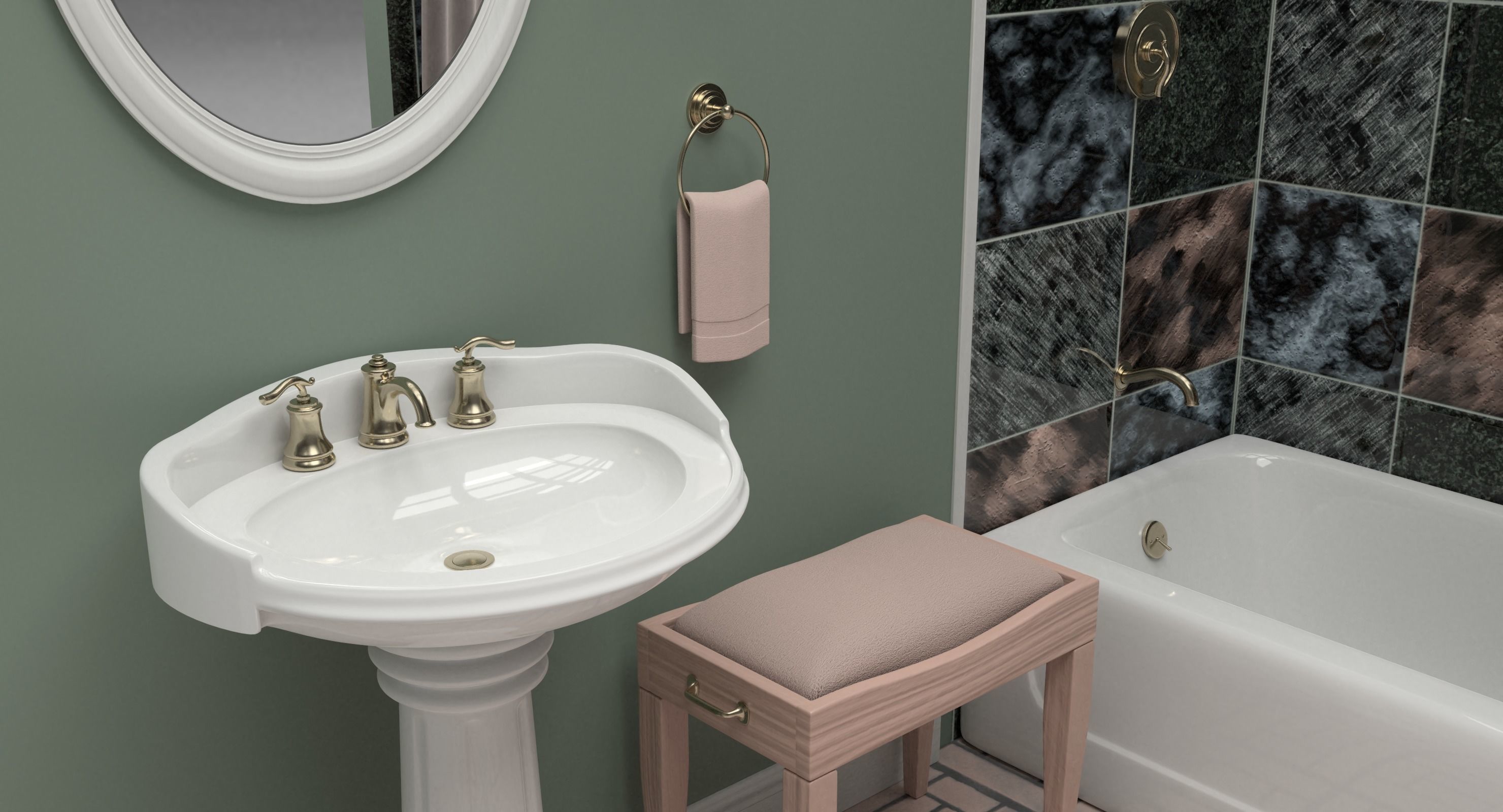 Bathroom with toilet and sink 3D model_3