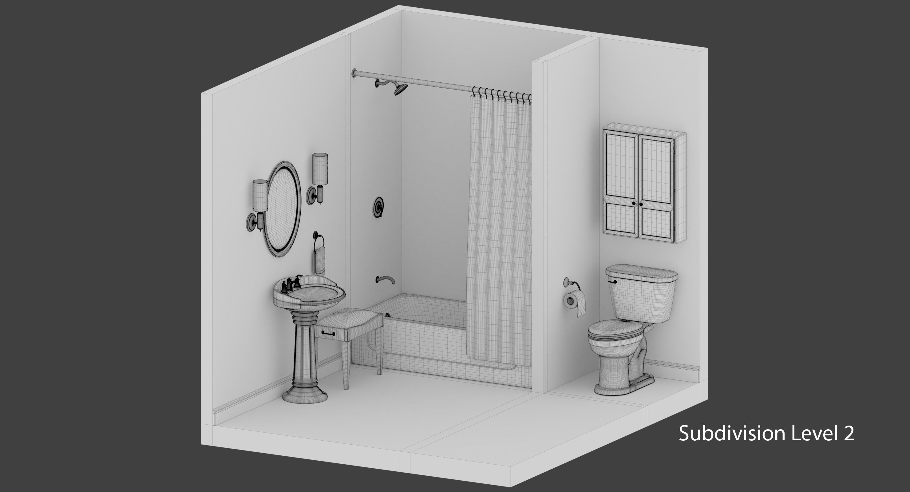 Bathroom with toilet and sink 3D model_1