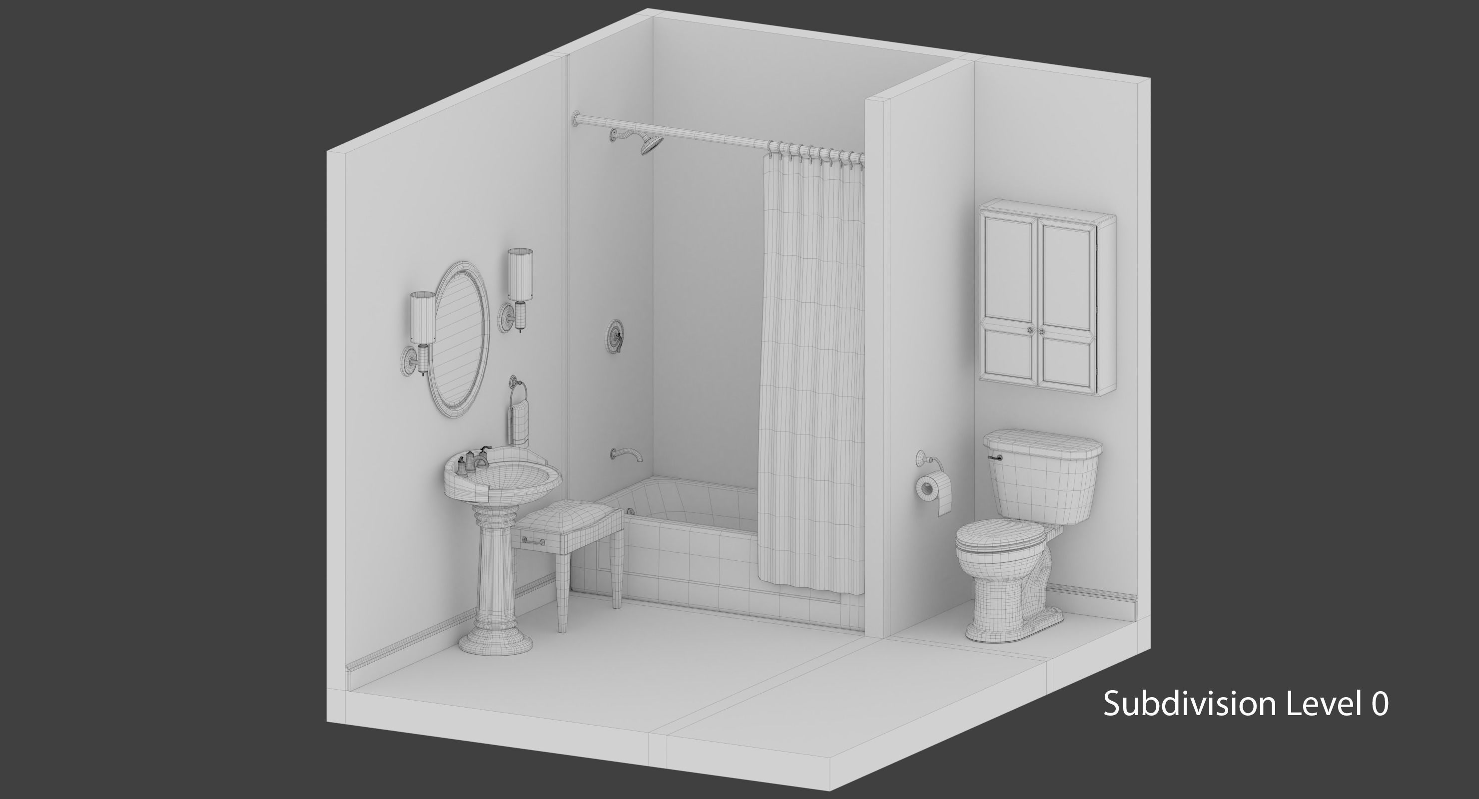 Bathroom with toilet and sink 3D model_2