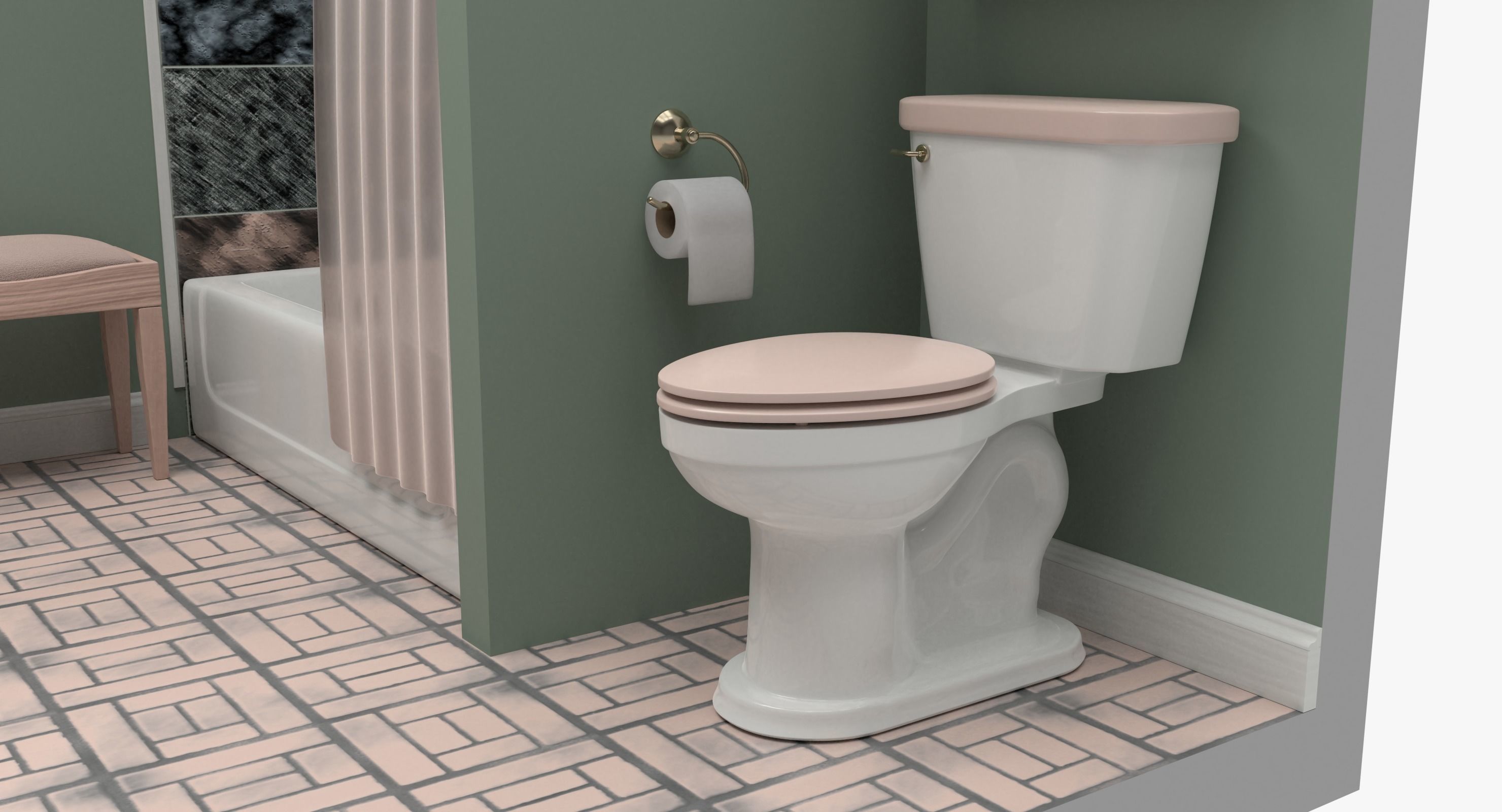 Bathroom with toilet and sink 3D model_5
