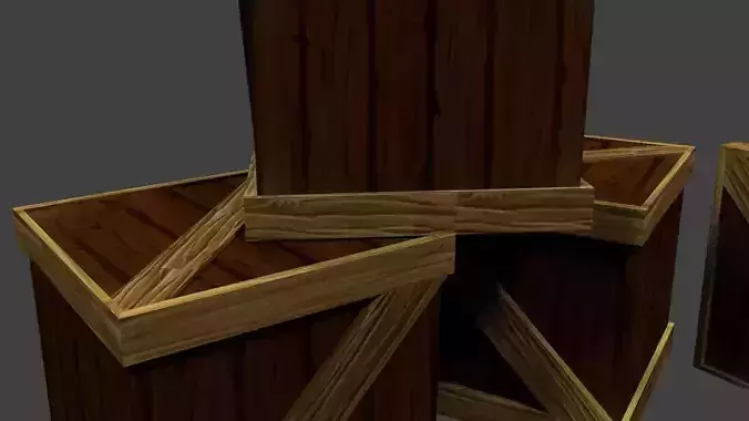 wood crate low poly game ready