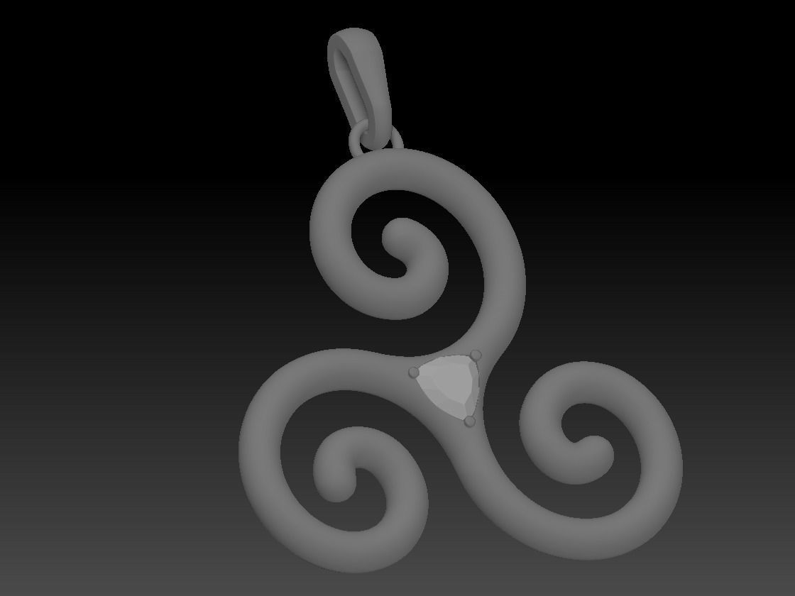 Triskell pendant 3D print model_3