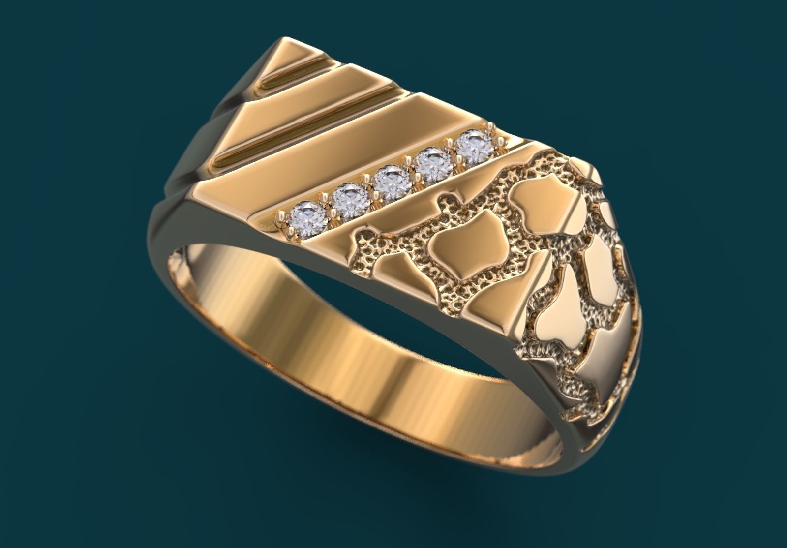 Mens Nugget Pinky Ring 3D print model_1