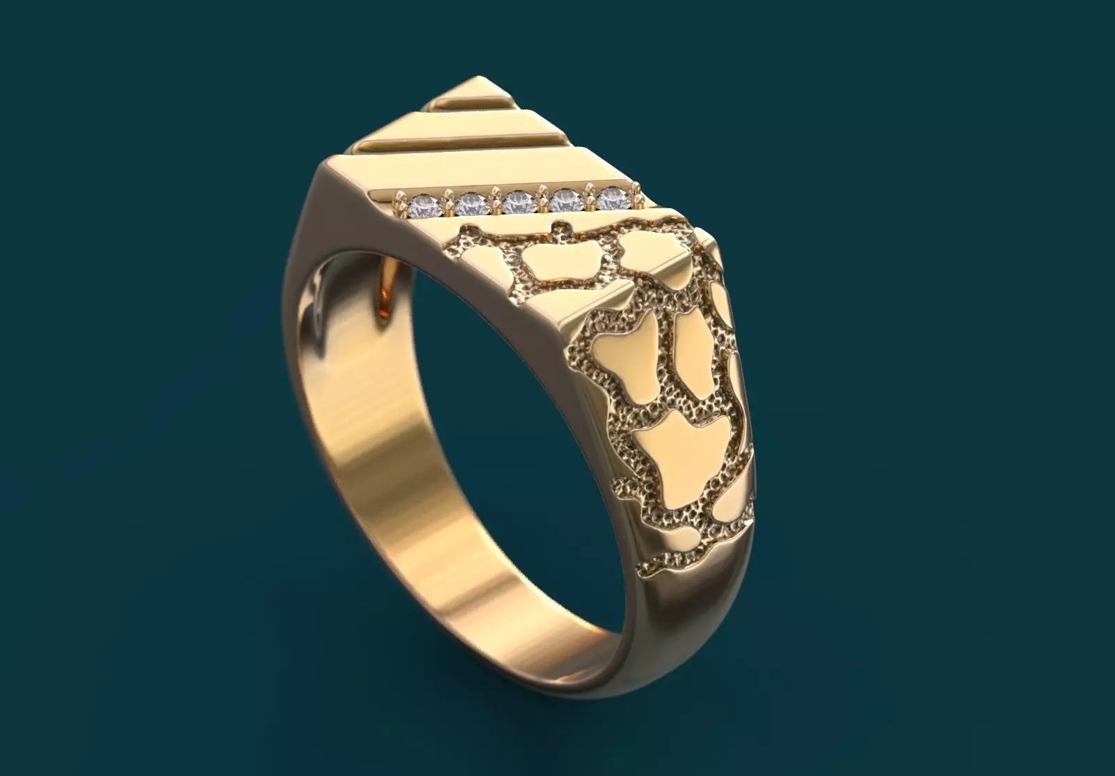 Mens Nugget Pinky Ring 3D print model_0