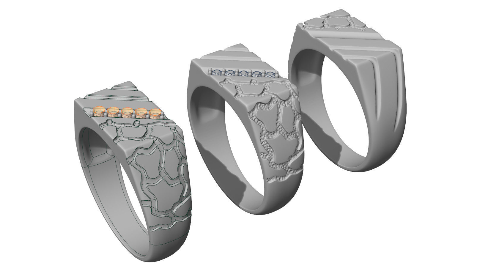 Mens Nugget Pinky Ring 3D print model_6