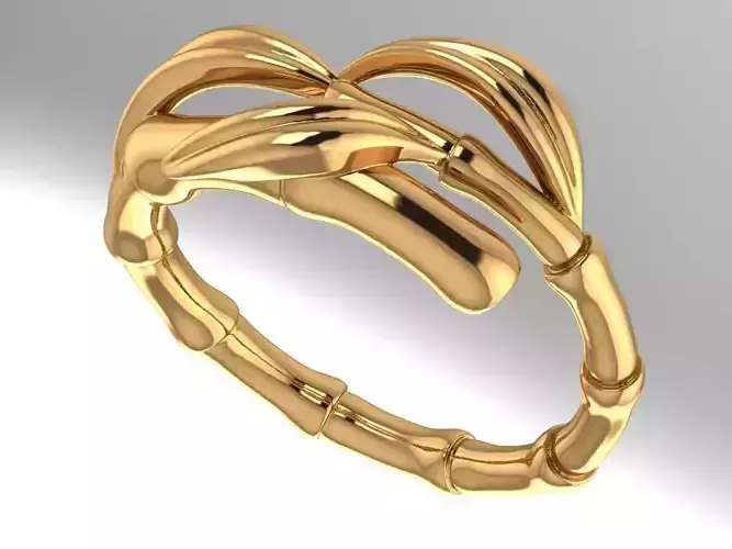 BambooRing gold ring with diamond in middle