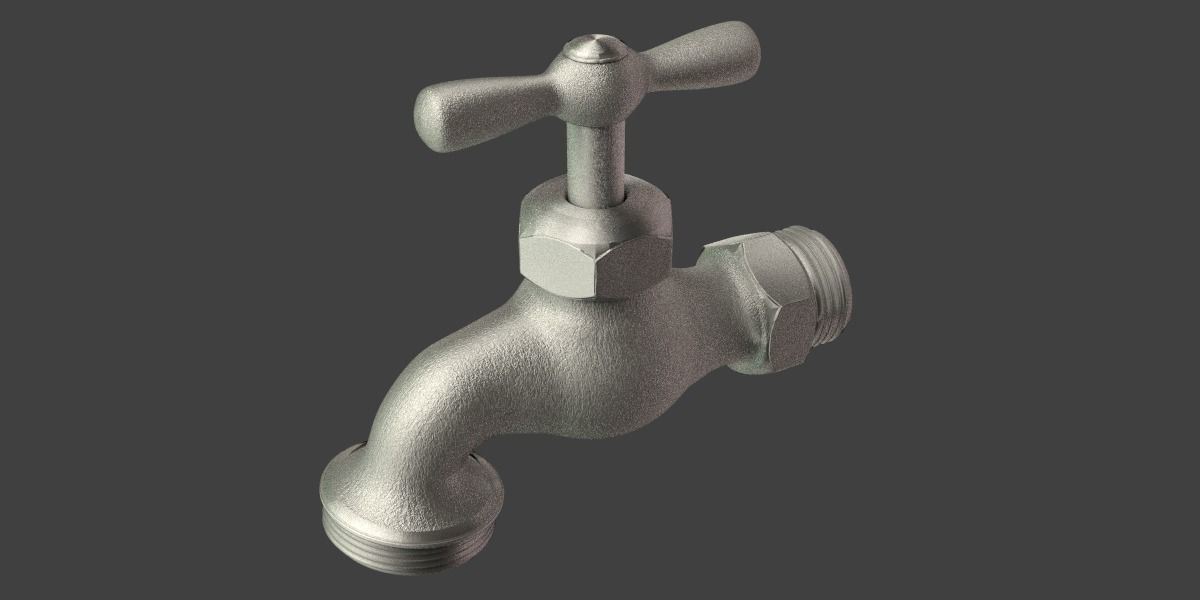 Spigot water tap Low-poly 3D model_3